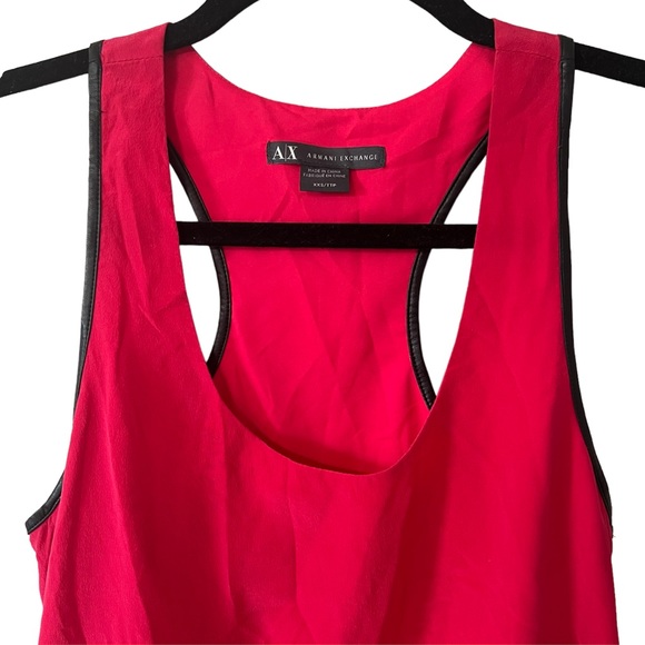 Armani Exchange 100% Silk Razorback Top Pink w/ Black Size XXS - Picture 3 of 6